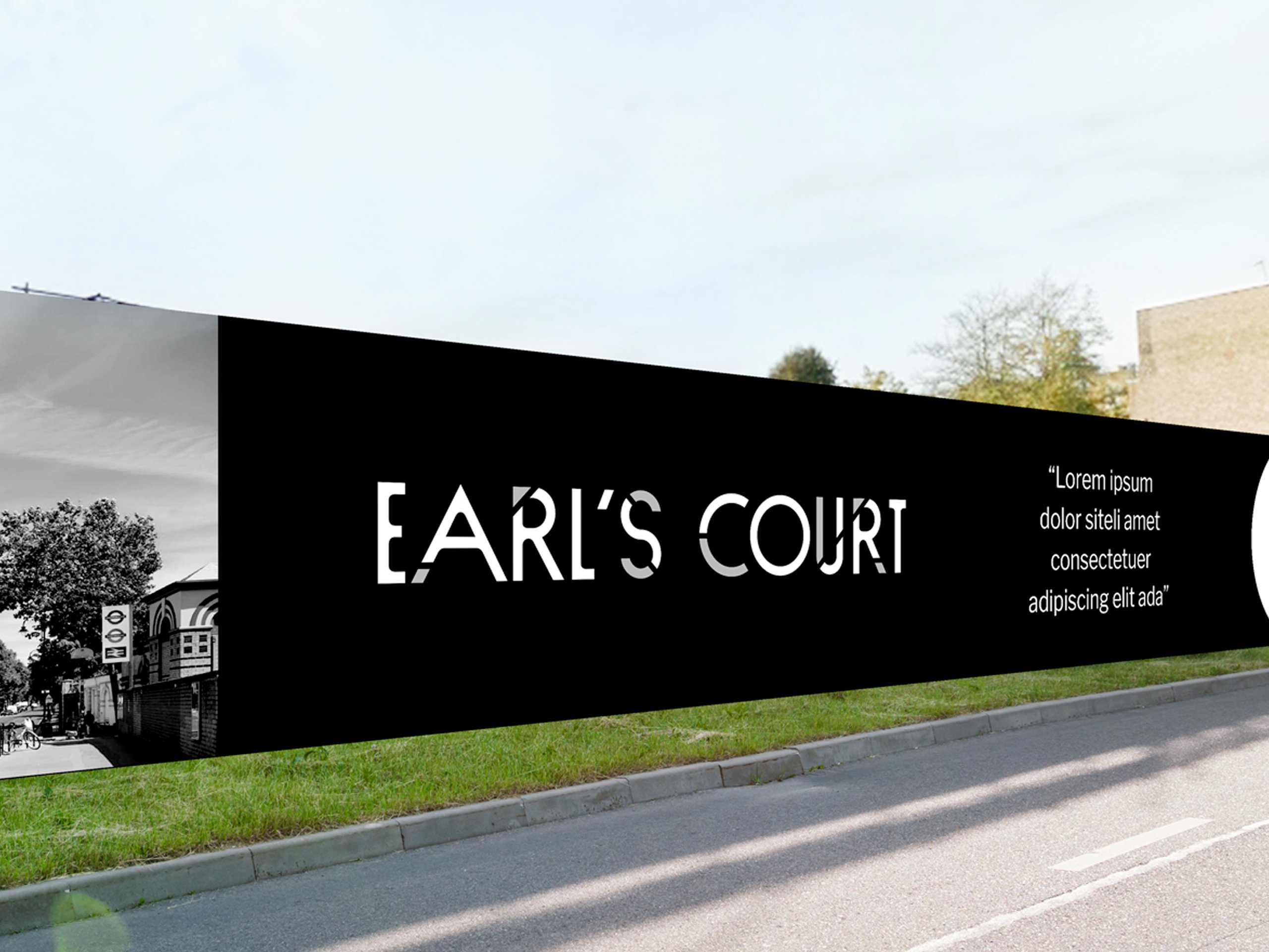 An Earls Court logo concept mock up visualised by Crowd as part of the design process