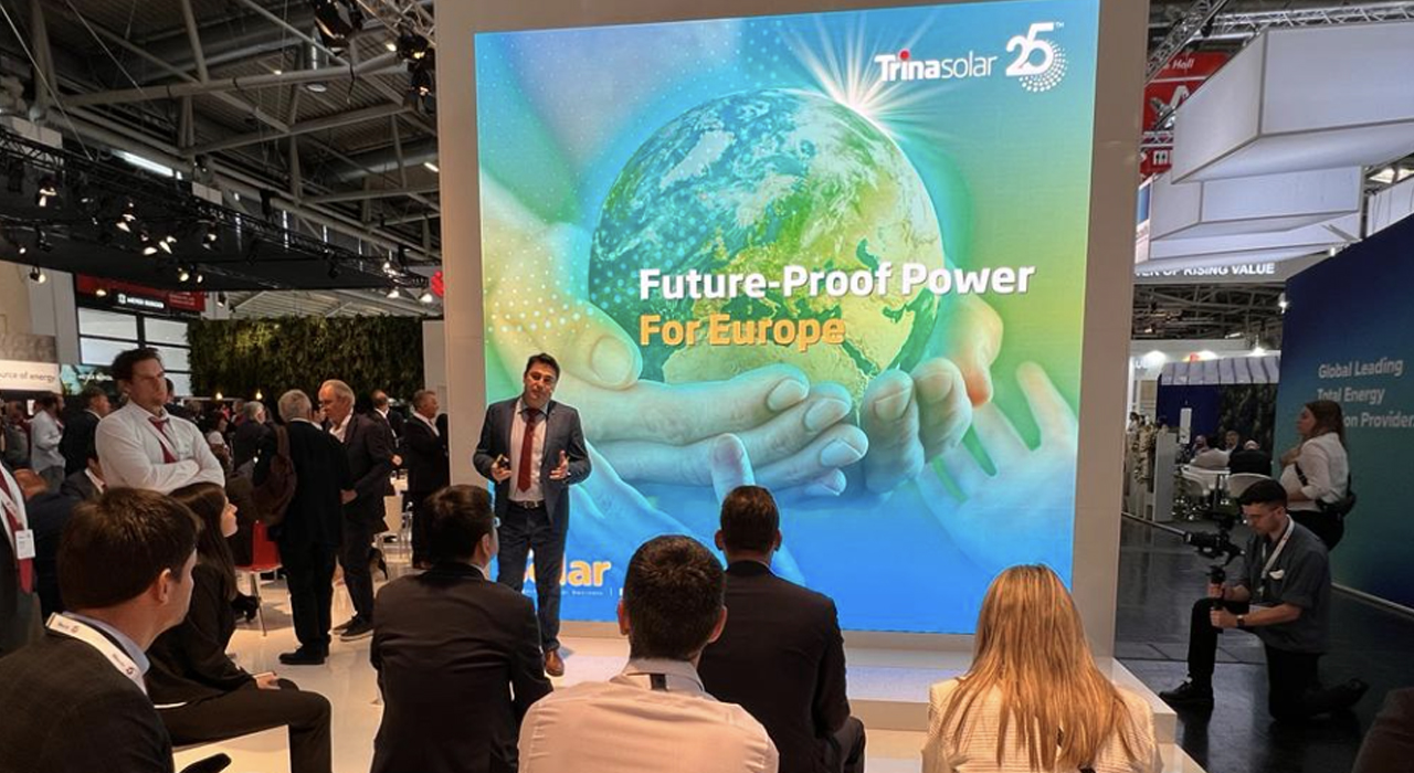The Intersolar Europe sustainable energy event attended by Crowd on behalf of their clients Trina Solar